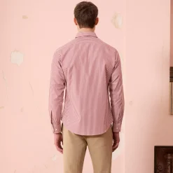 HAST Chemise en popeline à rayures bordeaux et blanches><noscript><img width=
