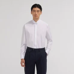 HAST Chemise en popeline double retors blanche à poignets mousquetaires> Classique | Chemises Blanches