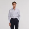 HAST Chemise en popeline double retors à fines rayures es> Classique | Chemises Bleues