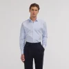 HAST Chemise en popeline double retors à petites rayures bleu ciel> Classique | Chemises Bleues