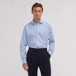 HAST Chemise en popeline double retors à rayures bleues> Classique | Chemises Bleues