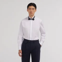 HAST Chemise en popeline double retors blanche à poignets mousquetaires><noscript><img width=