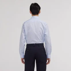 HAST Chemise en popeline double retors à rayures bleues et blanches><noscript><img width=