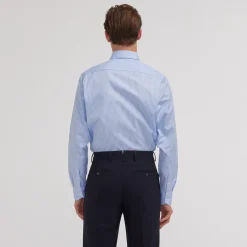 HAST Chemise en popeline double retors à rayures bleues><noscript><img width=