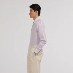 HAST Chemise en popeline double retors à rayures blanches et rouges><noscript><img width=