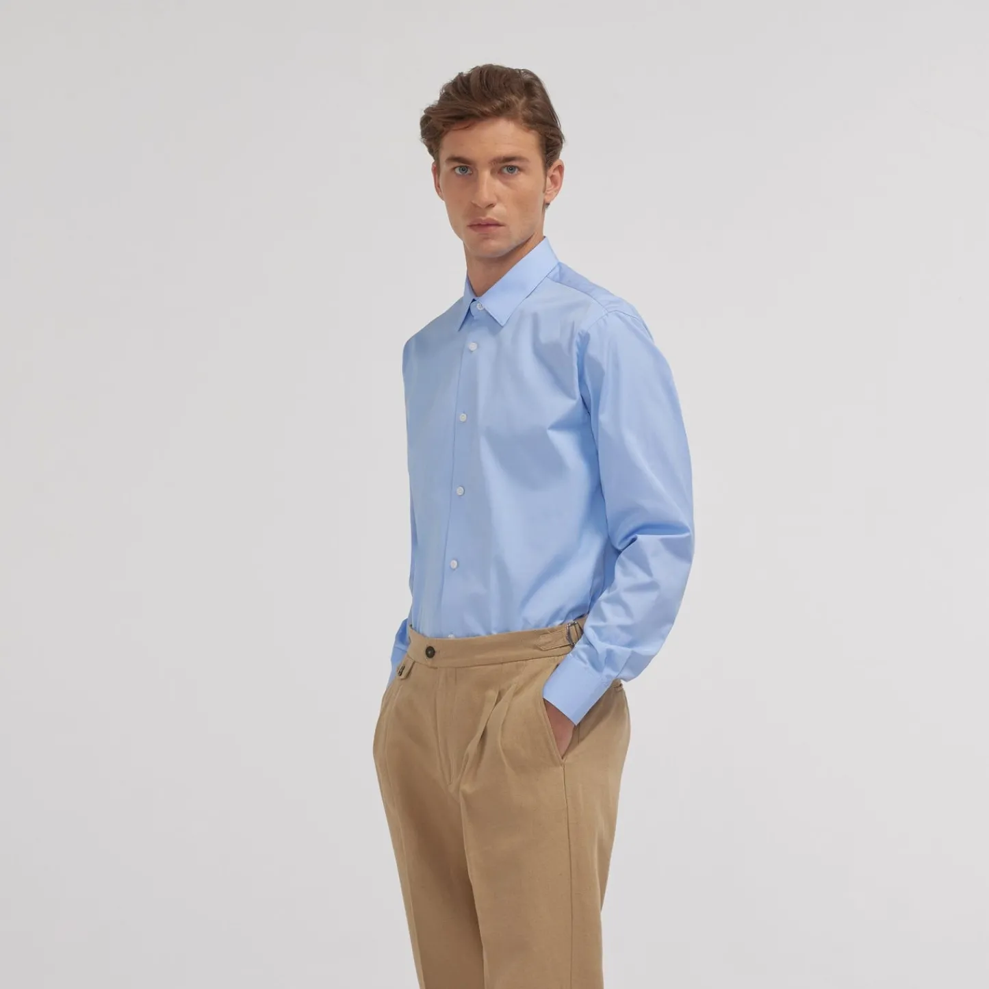 HAST Chemise en popeline double retors e> Classique | Chemises Bleues