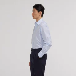 HAST Chemise en popeline double retors à rayures bleues et blanches><noscript><img width=