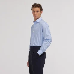 HAST Chemise en popeline double retors à rayures bleues><noscript><img width=