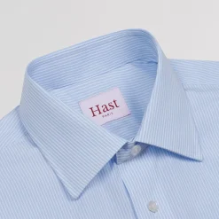 HAST Chemise en popeline double retors à rayures bleues et blanches><noscript><img width=