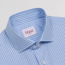 HAST Chemise en popeline double retors à rayures bleues><noscript><img width=