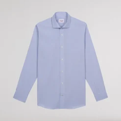 HAST Chemise en popeline double retors faux uni à carreaux bleus><noscript><img width=