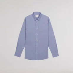 HAST Chemise en popeline double retors faux-uni à fines rayures bleues><noscript><img width=