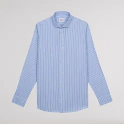 HAST Chemise en popeline double retors à rayures bleues><noscript><img width=