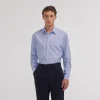 HAST Chemise en popeline faux-uni à fines rayures bleues> Classique | Chemises Bleues