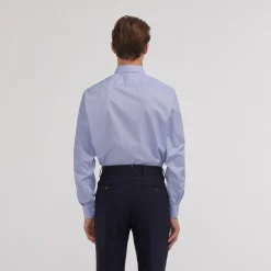 HAST Chemise en popeline faux-uni à fines rayures bleues><noscript><img width=
