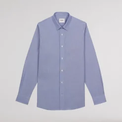 HAST Chemise en popeline faux-uni à fines rayures bleues><noscript><img width=