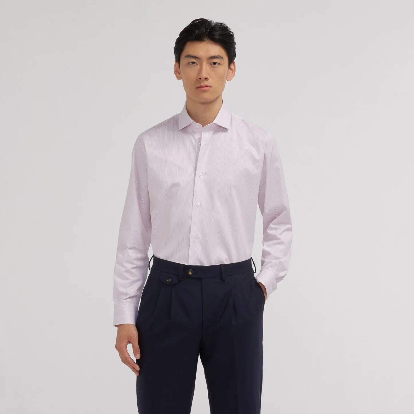 HAST Chemise en twill double retors à fines rayures s> Classique | Chemises Formelles
