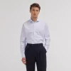 HAST Chemise en twill double retors à fins carreaux bleus> Classique | Chemises Bleues