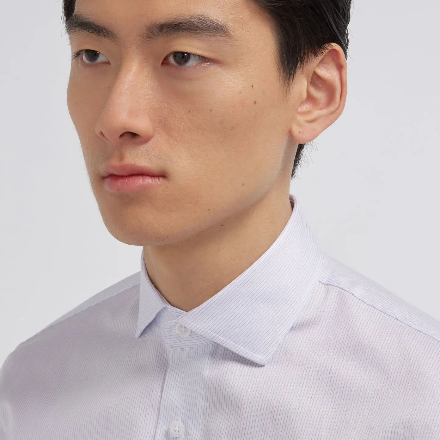 HAST Chemise en twill double retors à fines rayures es> Classique | Chemises Bleues