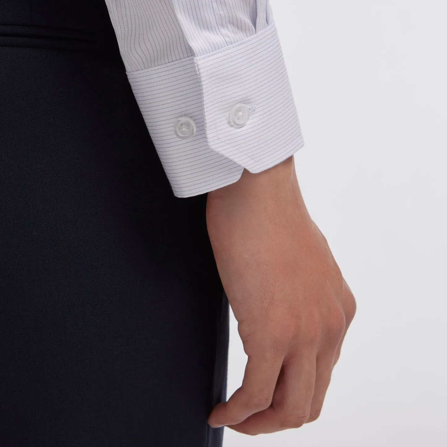 HAST Chemise en twill double retors à fines rayures es> Classique | Chemises Bleues