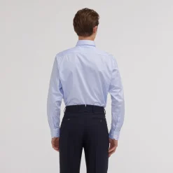 HAST Chemise en twill double retors à rayures bleues><noscript><img width=
