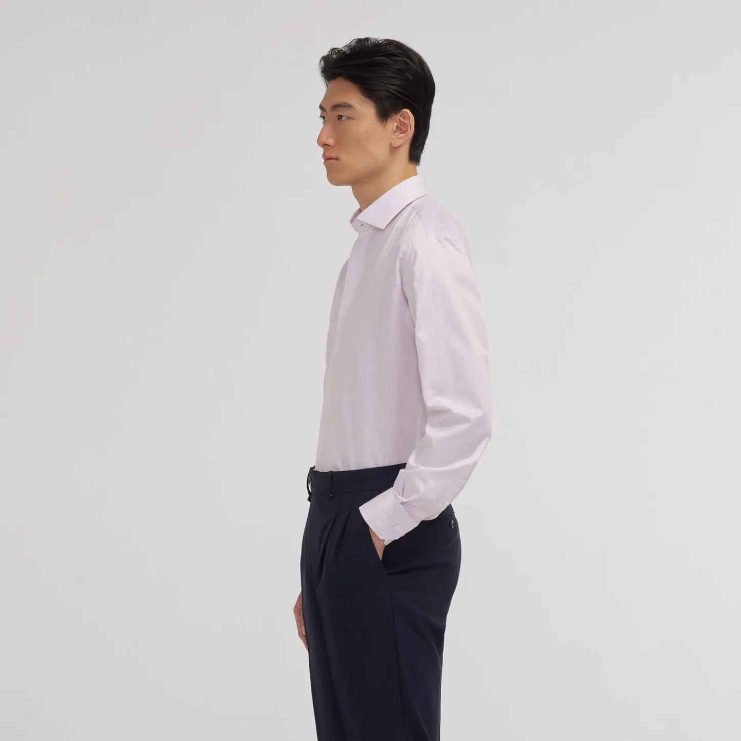 HAST Chemise en twill double retors à fines rayures s> Classique | Chemises Formelles