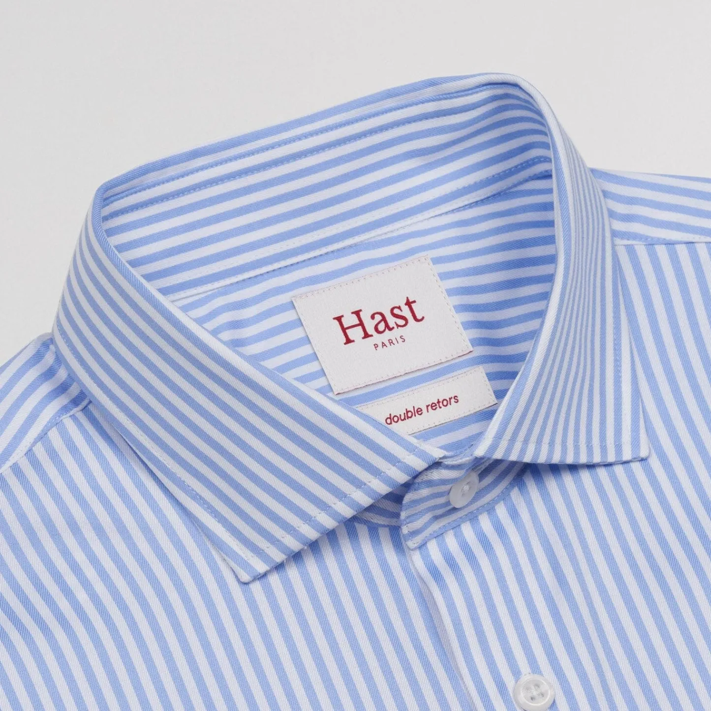 HAST Chemise en twill double retors à rayures bleues> Classique | Chemises Bleues