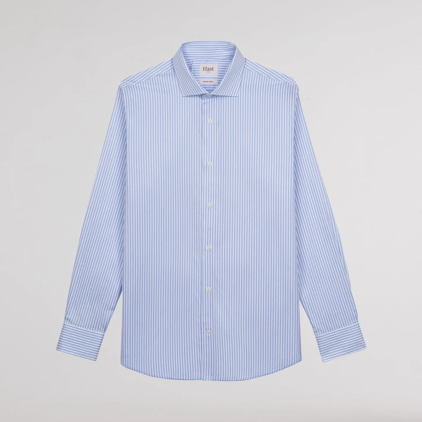 HAST Chemise en twill double retors à rayures bleues> Classique | Chemises Bleues