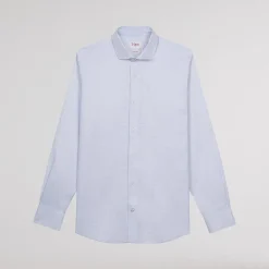 HAST Chemise en twill double retors à fins carreaux bleus><noscript><img width=