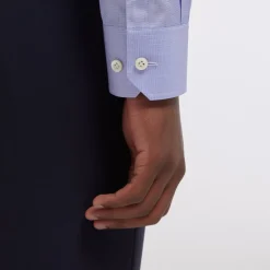 HAST Chemise premium cintrée en fil à fil double retors bleue><noscript><img width=