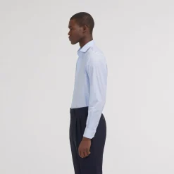 HAST Chemise premium cintrée en popeline double retors bleue à rayures blanches><noscript><img width=