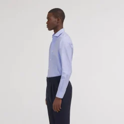 HAST Chemise premium cintrée en fil à fil double retors bleue><noscript><img width=