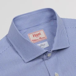 HAST Chemise premium cintrée en popeline double retors à rayures bleues et blanches><noscript><img width=