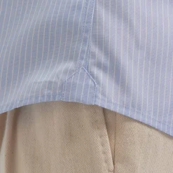 HAST Chemise premium en popeline double retors bleue à rayures blanches><noscript><img width=