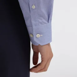 HAST Chemise premium en popeline double retors à rayures bleues et blanches><noscript><img width=