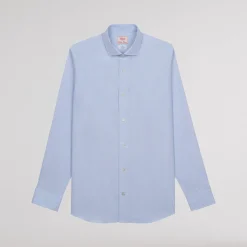 HAST Chemise premium en popeline double retors bleue à rayures blanches><noscript><img width=