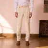 HAST Pantalon à double plis en coton écru> Pantalons