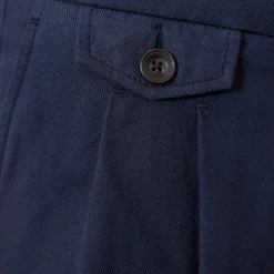 HAST Pantalon à double plis en coton et lin marine> Pantalons