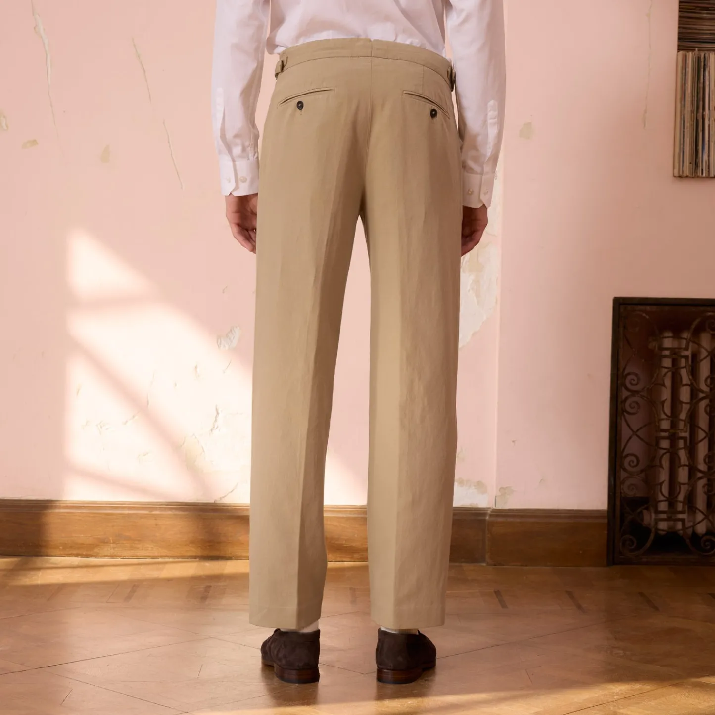 HAST Pantalon à double plis en coton et lin> Pantalons
