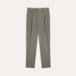 HAST Pantalon à double plis en laine froide gris à rayures><noscript><img width=