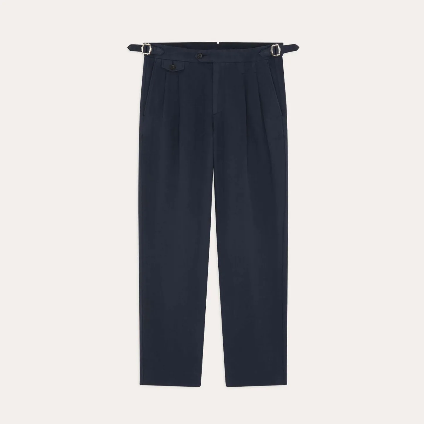 HAST Pantalon à double plis en coton et lin marine> Pantalons