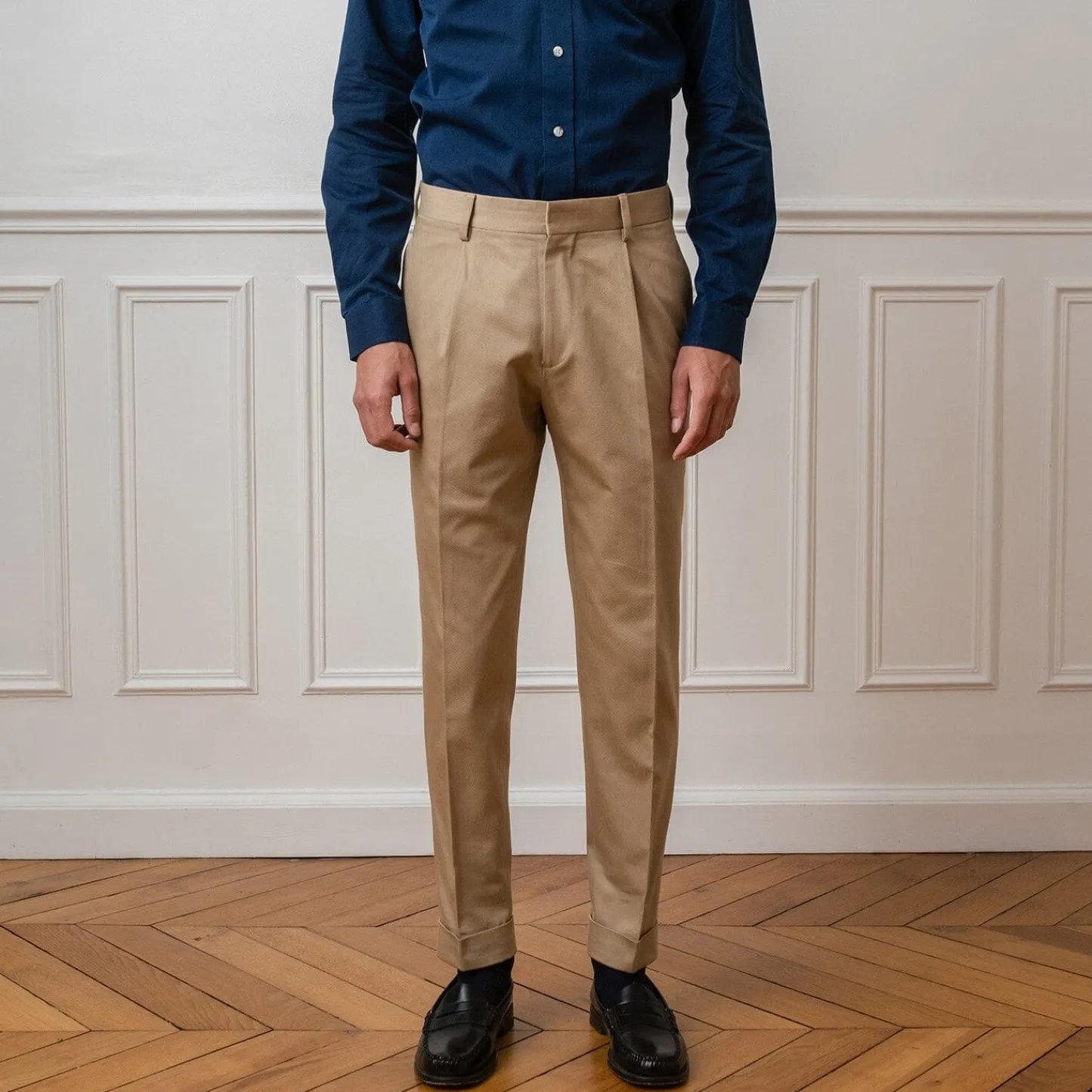 HAST Pantalon à pince en coton beige> Pantalons