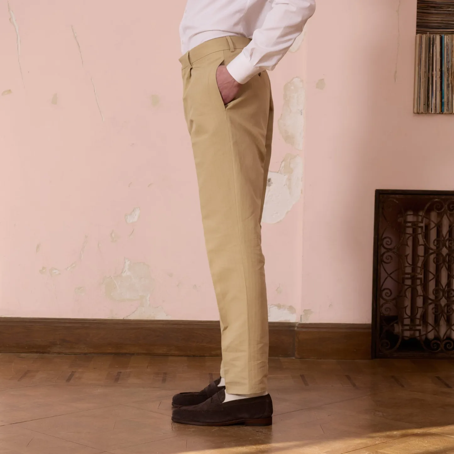 HAST Pantalon à pince en coton et lin beige> Pantalons