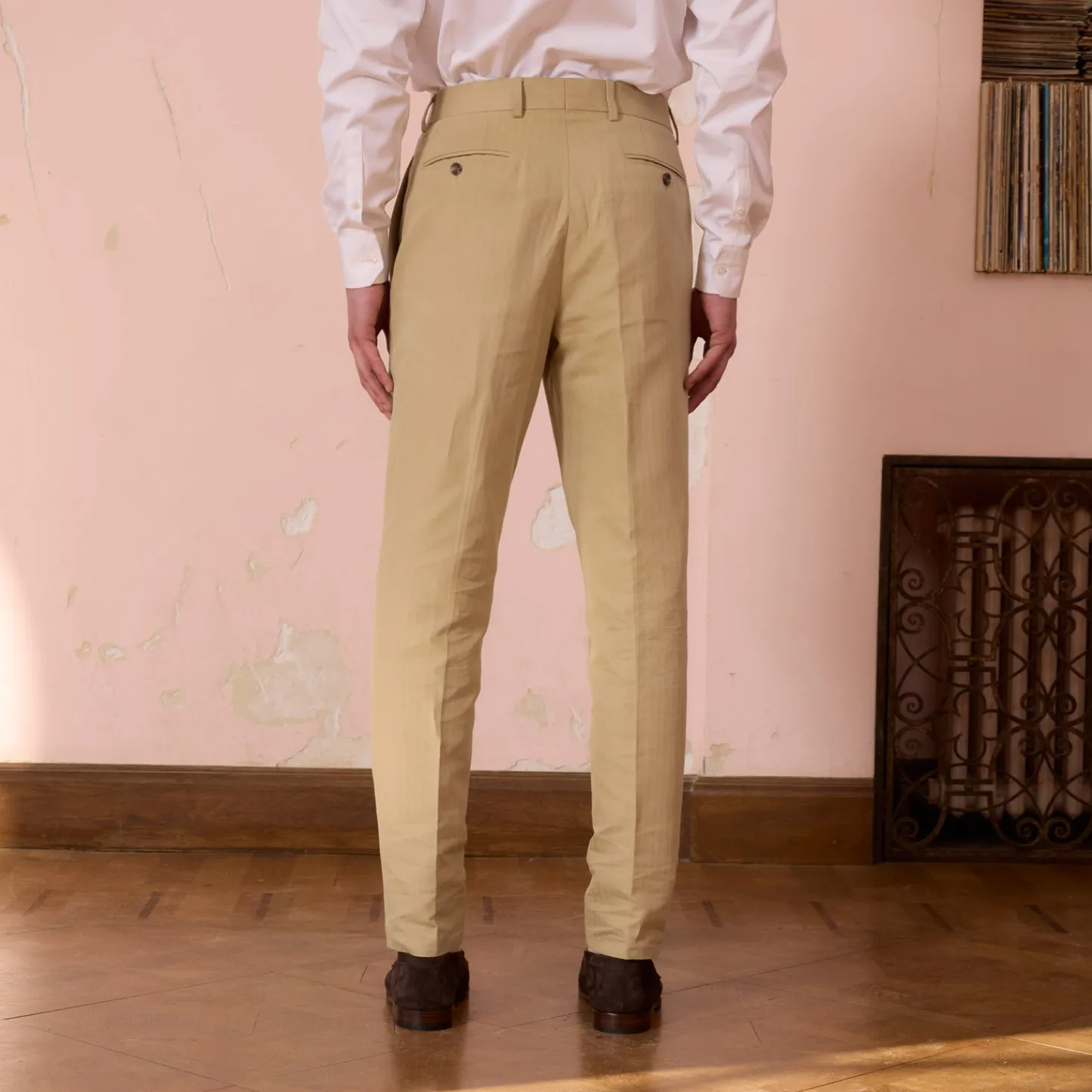 HAST Pantalon à pince en coton et lin beige> Pantalons