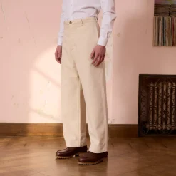 HAST Pantalon large en coton écru> Pantalons