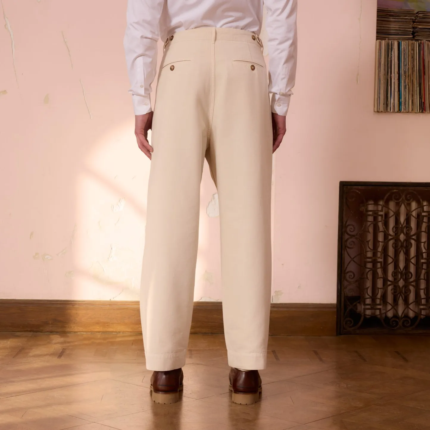 HAST Pantalon large en coton écru> Pantalons