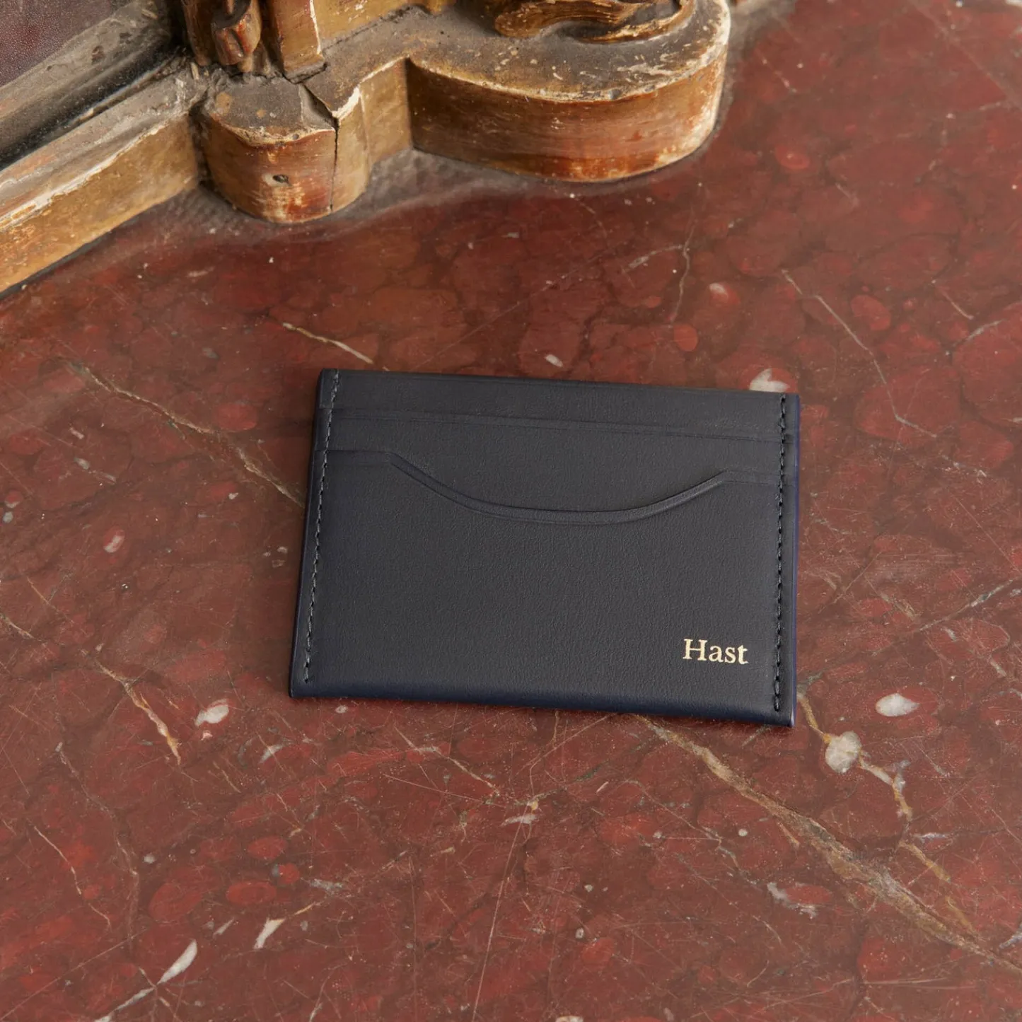 HAST Porte-cartes en cuir lisse marine> Porte-Cartes