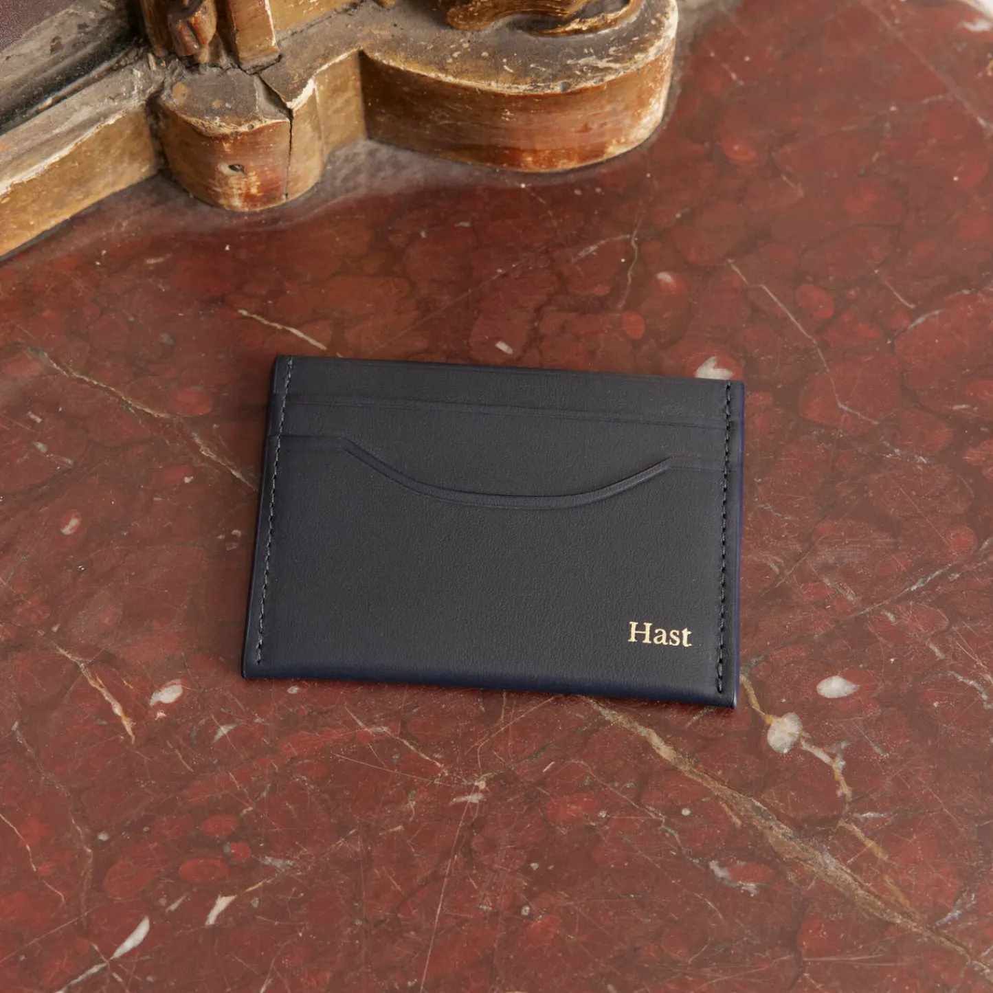 HAST Porte-cartes en cuir lisse marine> Porte-Cartes
