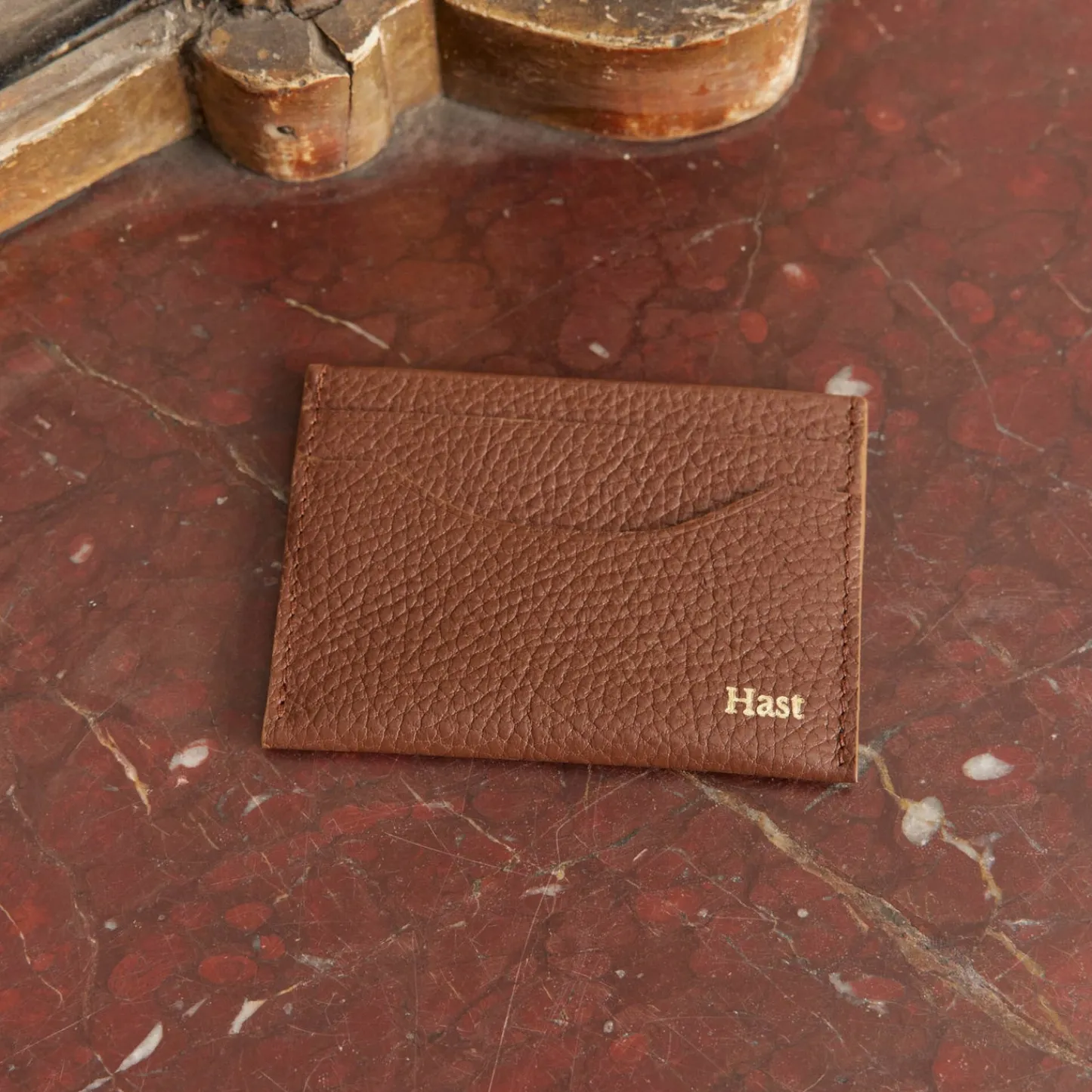 HAST Porte-cartes marron en cuir grainé> Porte-Cartes