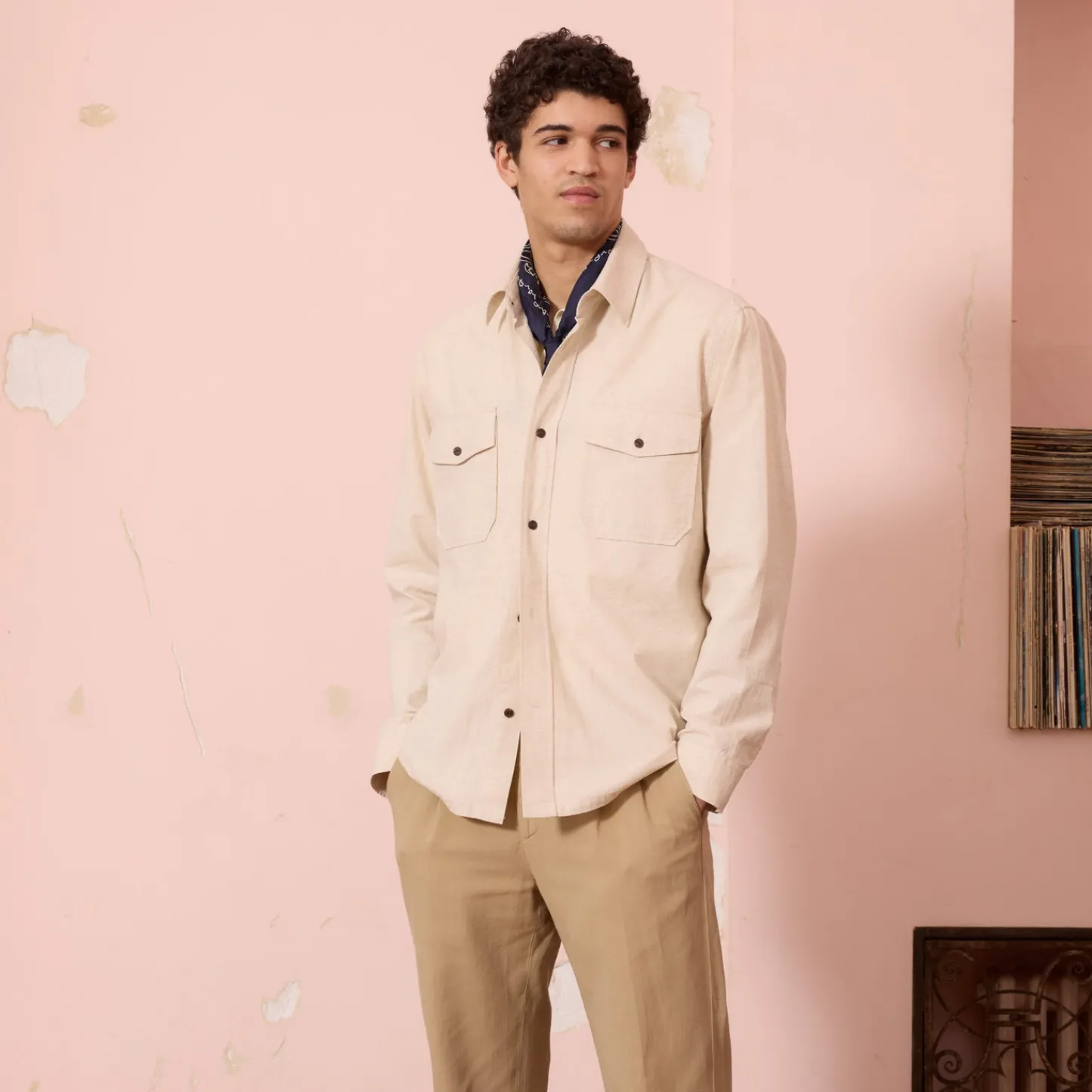 HAST Surchemise en ripstop beige> Surchemises | Chemises Casual